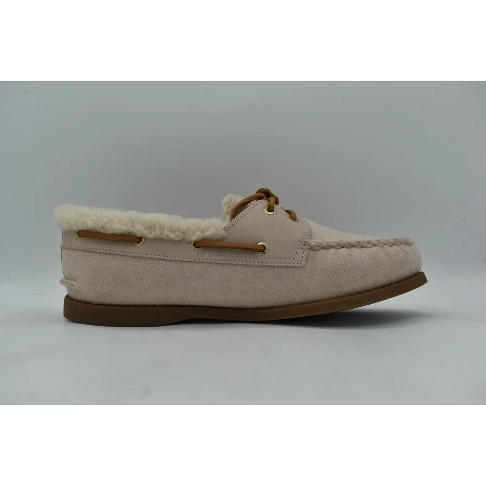 Sperry Women Size 10 AO 2 Eye Lined Faux Shearling Light Pink Suede Boat Shoes